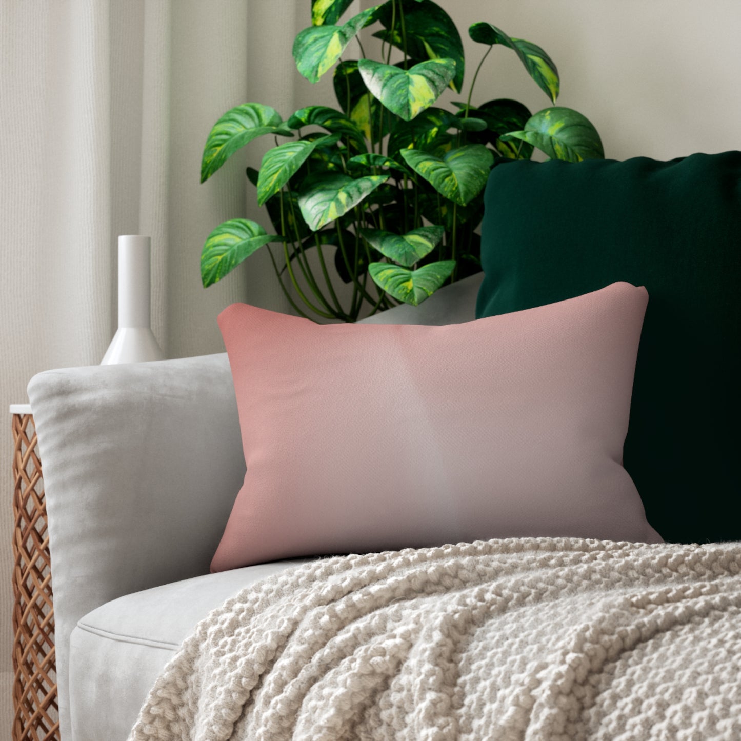 Rose Red Fade Spun Polyester Lumbar Pillow, 20" x 14"