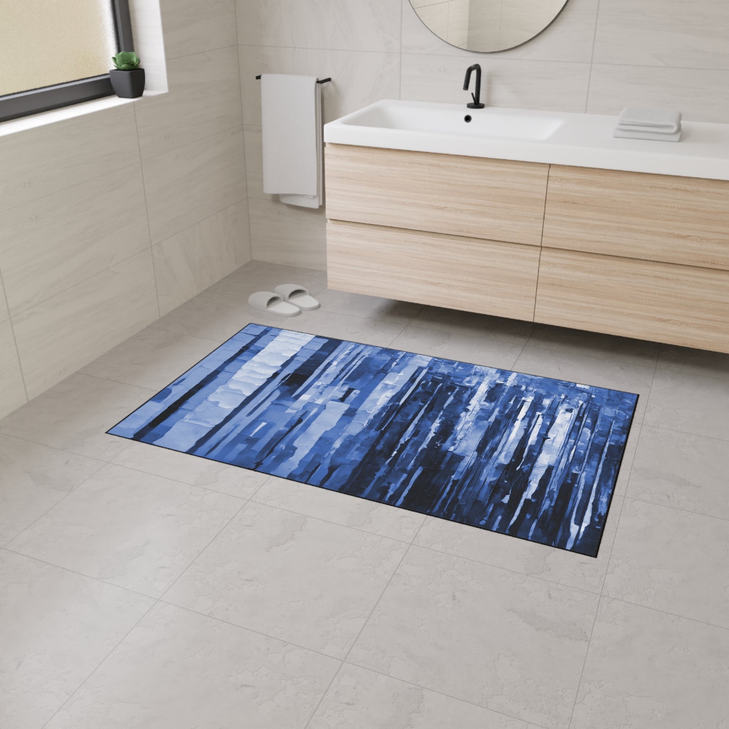 Striped Deep Blue 24" x 36" Heavy Duty Floor Mat