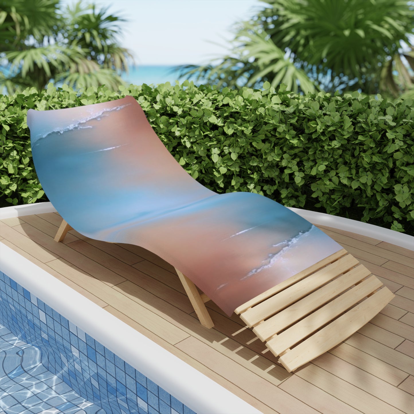 Blue Sea Peach Fog Beach Towel, 30" x 60"