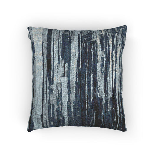 Striped Deep Blue Woven Pillow, 17" x 18"
