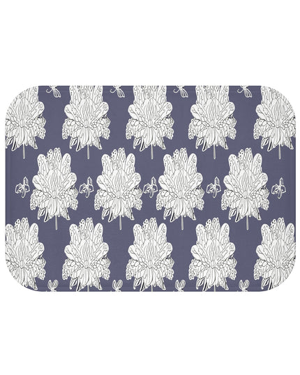 White Floral Butterflies 24" x 17" Bath Mat