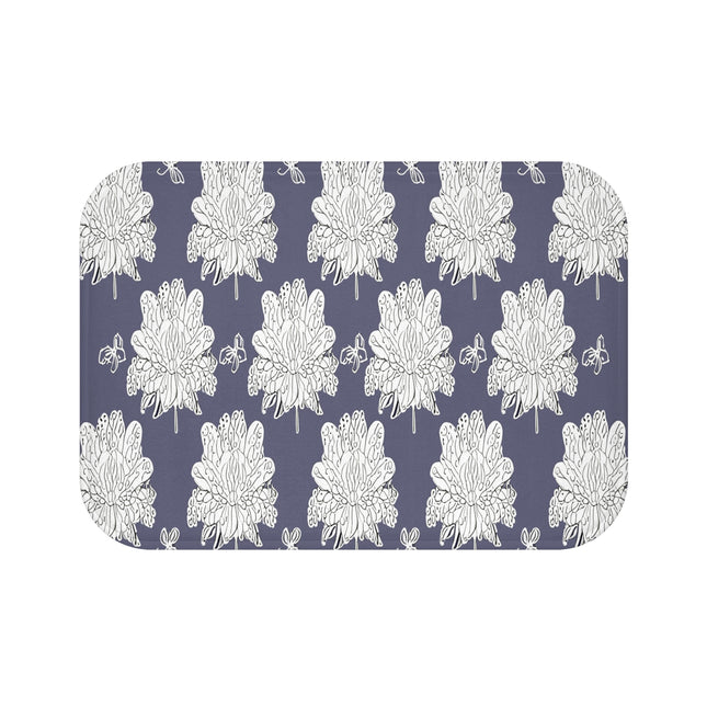 White Floral Butterflies 24" x 17" Bath Mat