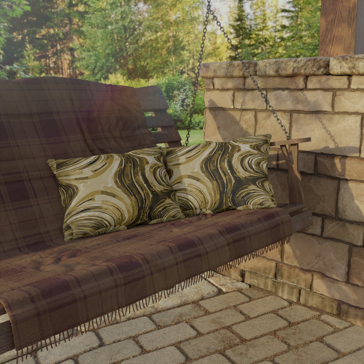 Uzi Spiral Light Brown 20" x 14" Outdoor Pillow