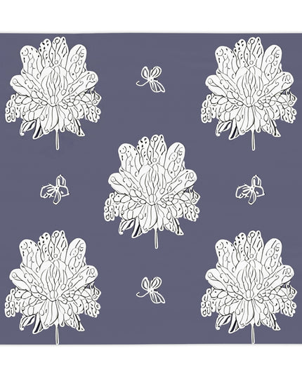 White Floral Butterflies Tablecloth, 55" x 55"