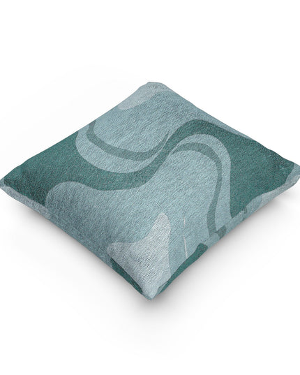 Sky Blue Wavey Woven Pillow, 17" x 18"