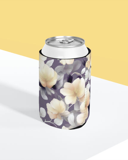 White Blush Floral Bunch 12 oz Can Cooler Sleeve