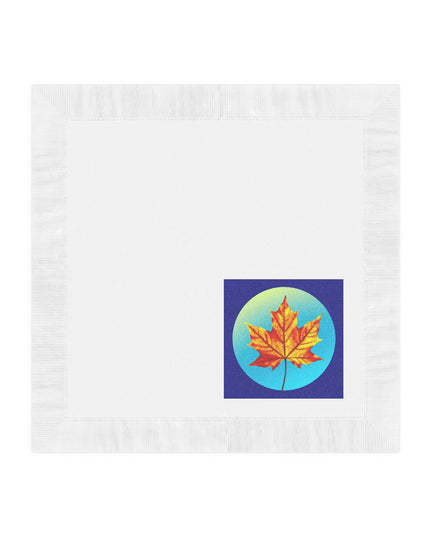 Alpha Maple Leaf White Coined Napkins, 4.8" x 4.8"