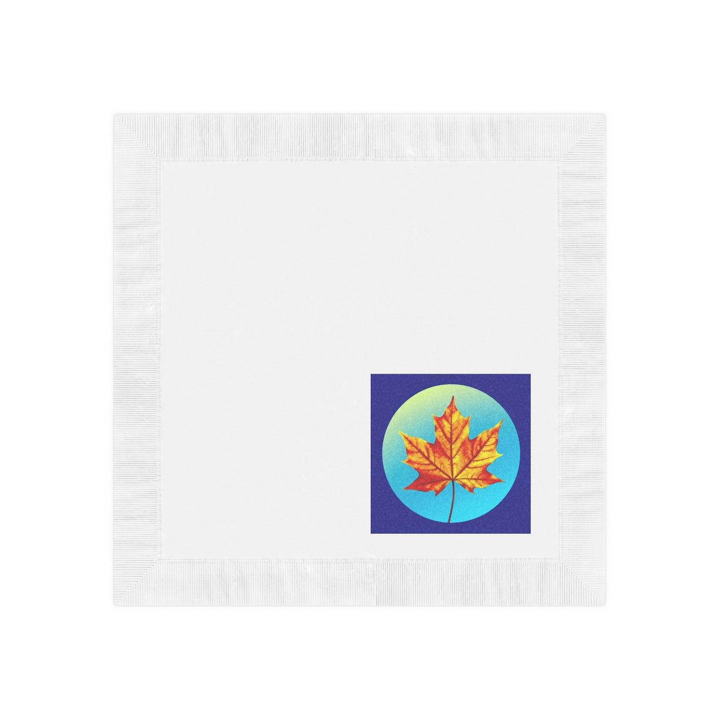 Alpha Maple Leaf White Coined Napkins, 4.8" x 4.8"