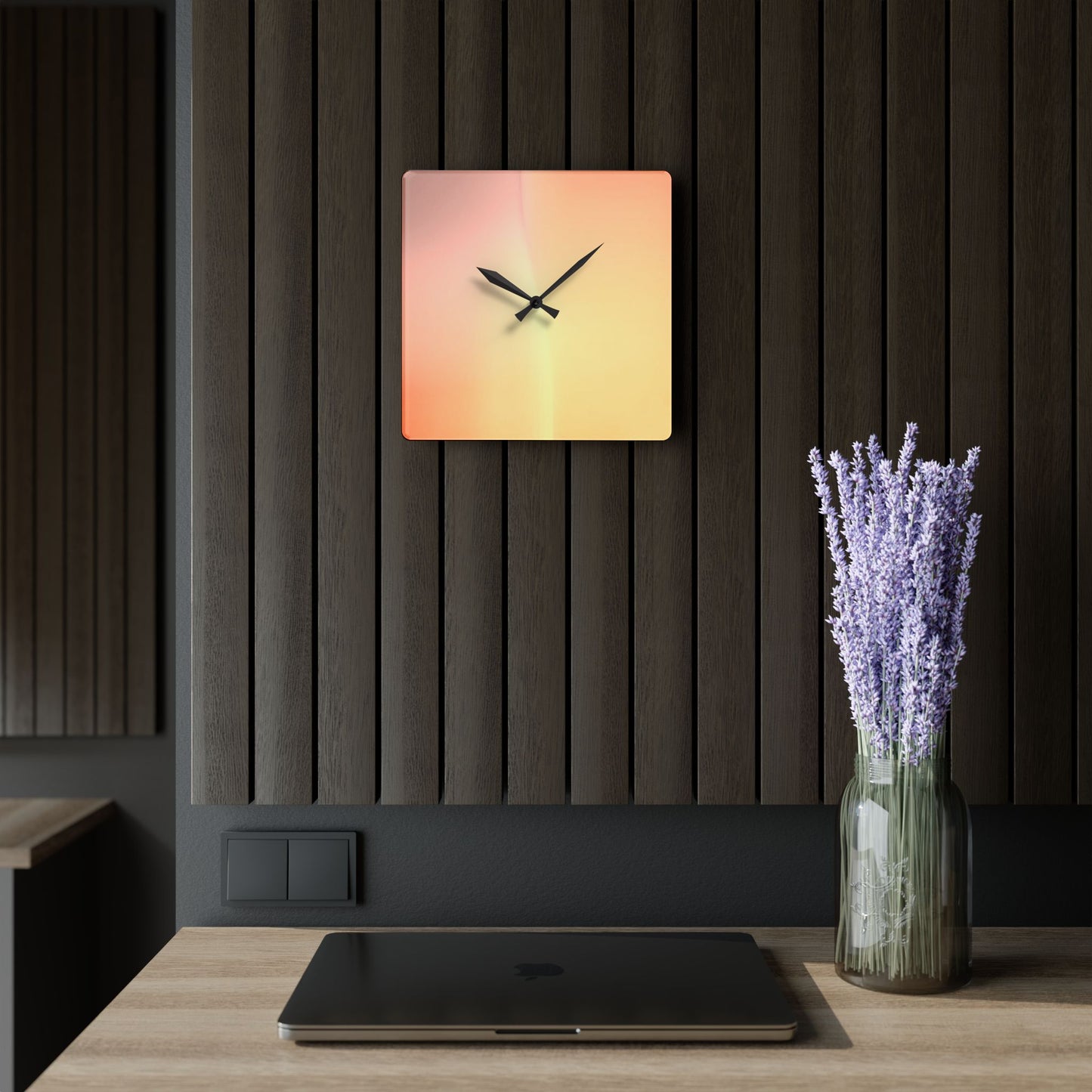 Hot Peach Fade Acrylic Wall Clock, Round or Square, 10.75" x 10.75"