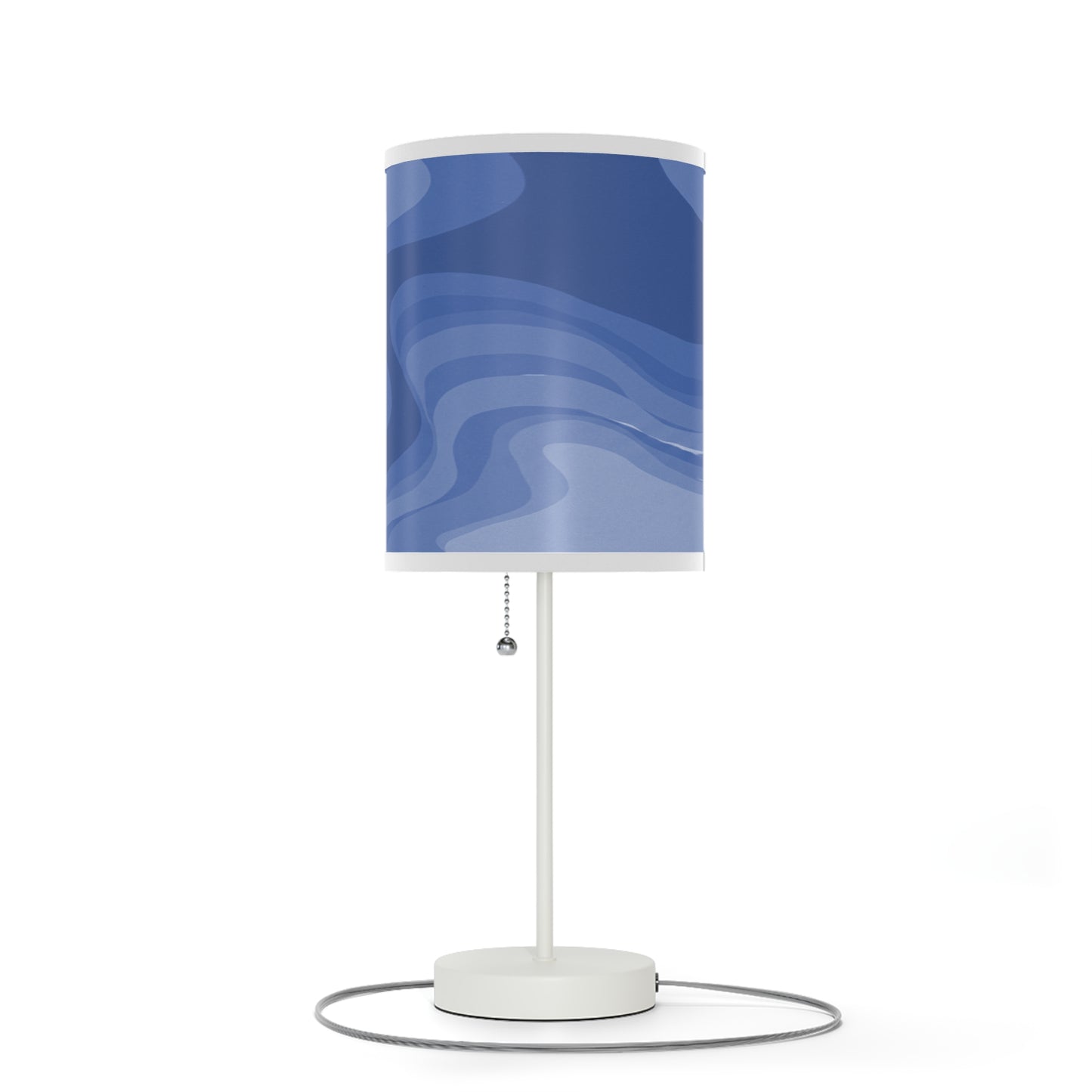Deep Blue Wavey Table Lamp on a White or Silver Stand, US|CA plug