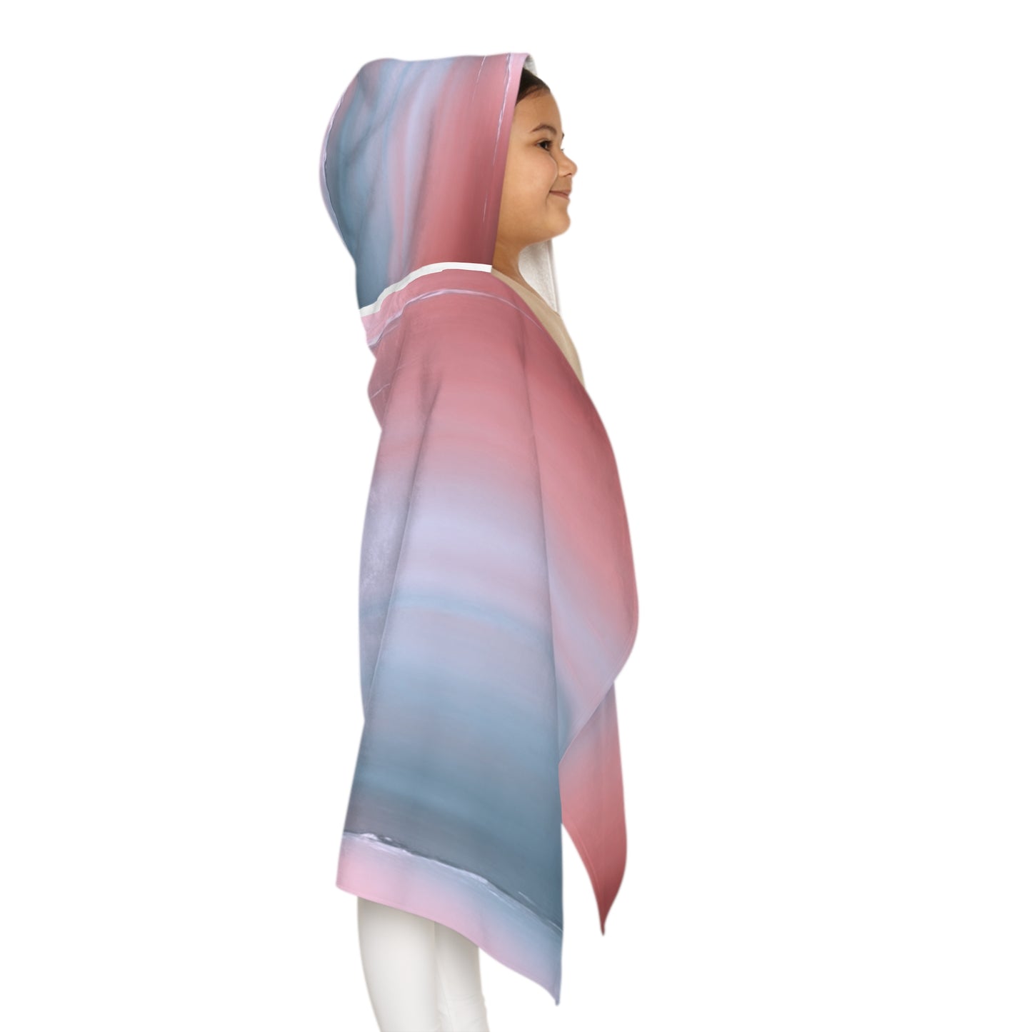 Gray Sea Pink Fog Youth Hooded Towel, 24" x 48"