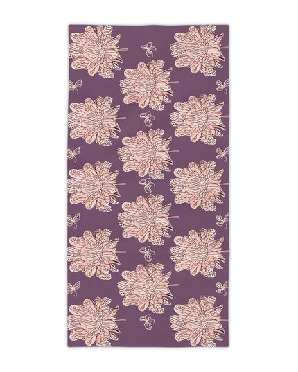 Pink Floral Butterflies Beach Towel, 30" x 60"