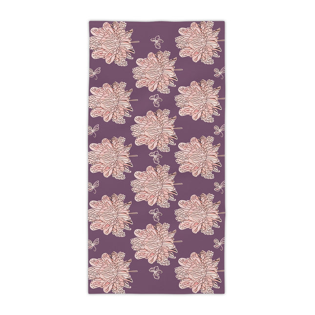 Pink Floral Butterflies Beach Towel, 30" x 60"