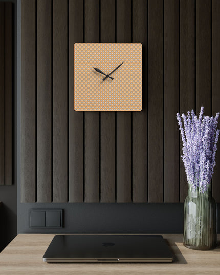 Tan Sunset Star-crossed Bodies Acrylic Wall Clock, Round or Square, 10.75" x 10.75"