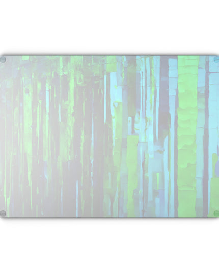 Striped Blue Green 11" x 15" Glass Cutting Board