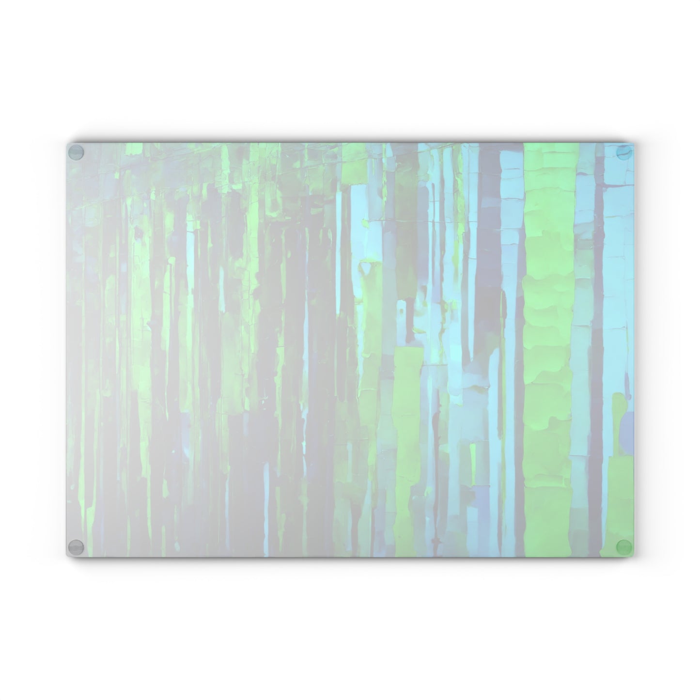 Striped Blue Green 11" x 15" Glass Cutting Board