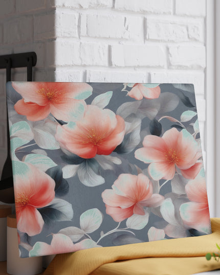 Red Blossom Floral Bunch Glass Cutting Board, 11" x 15"
