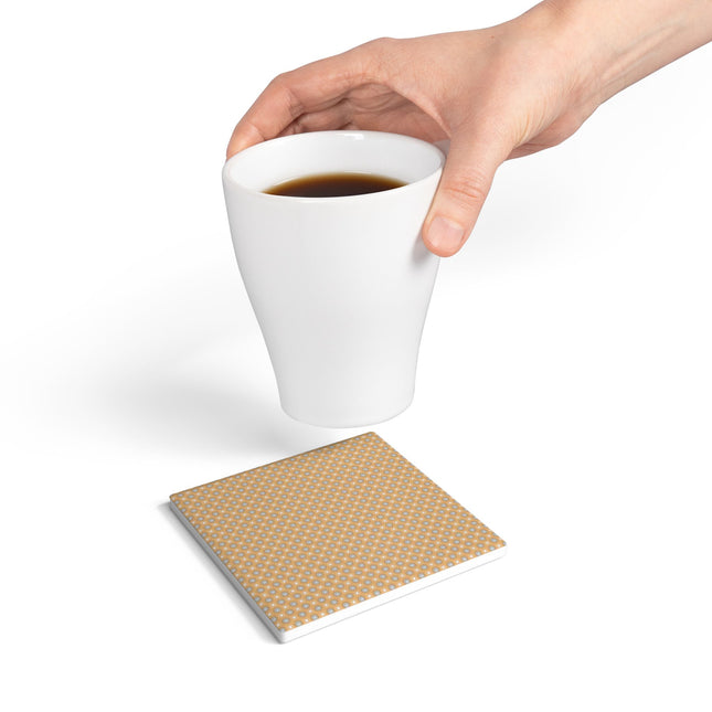 Tan Sunset Star-crossed Bodies Square Ceramic Coaster, 4" x 4"