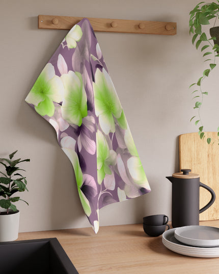 Lime Lavender Floral Bunch Tea Towels (cotton, poly), 18" x "30