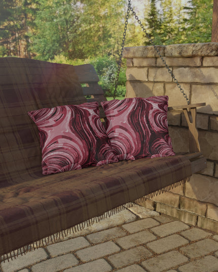 Uzi Spiral Ruby Outdoor Pillow, 16" x 16"
