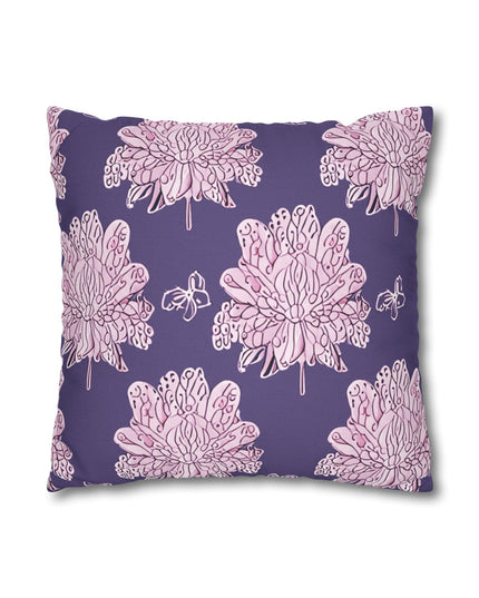 Magenta Floral Butterflies Spun Polyester Square Pillowcase, 14" x 14"