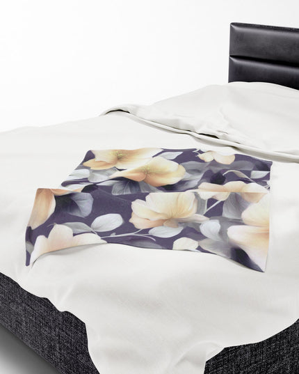 White Blush Floral Bunch Velveteen Plush Blanket, 30" x 40"