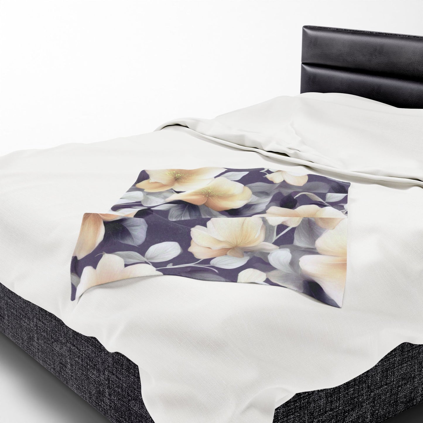 White Blush Floral Bunch Velveteen Plush Blanket, 30" x 40"