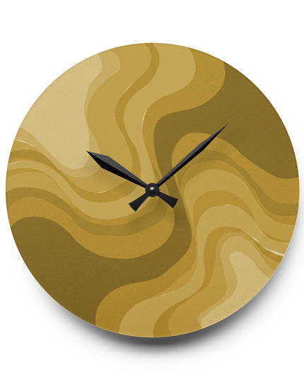 Brown Wavey 10.75" x 10.75" Round or Square Acrylic Wall Clock
