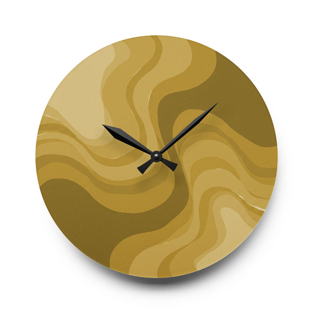Brown Wavey 10.75" x 10.75" Round or Square Acrylic Wall Clock