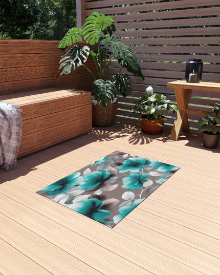 Tif Green Gray Floral Bunch Outdoor Rug, 24" x 36"