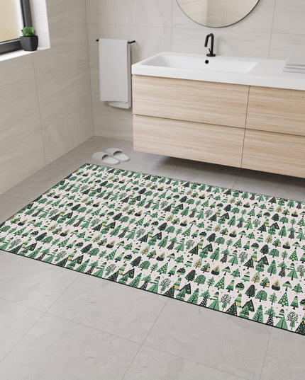 Mini Vintage Green Trees 48" x 72" Heavy Duty Floor Mat