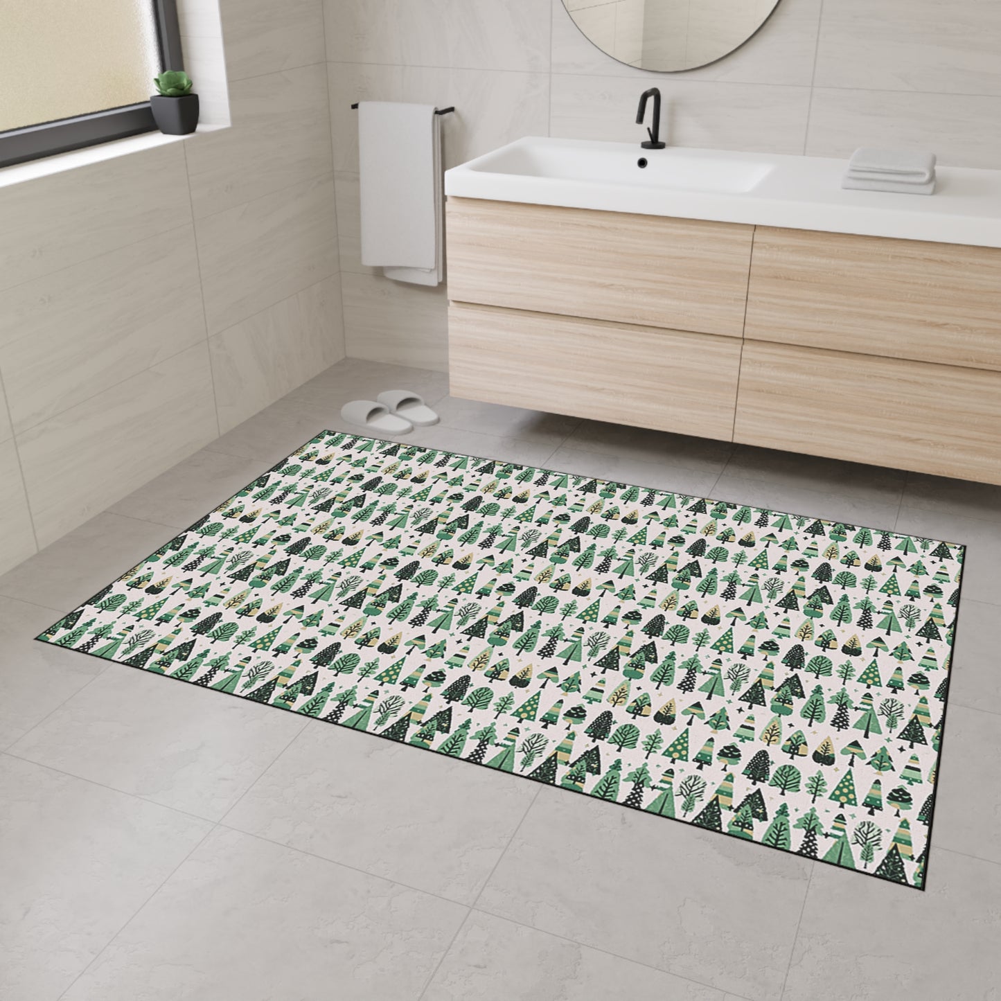 Mini Vintage Green Trees 48" x 72" Heavy Duty Floor Mat