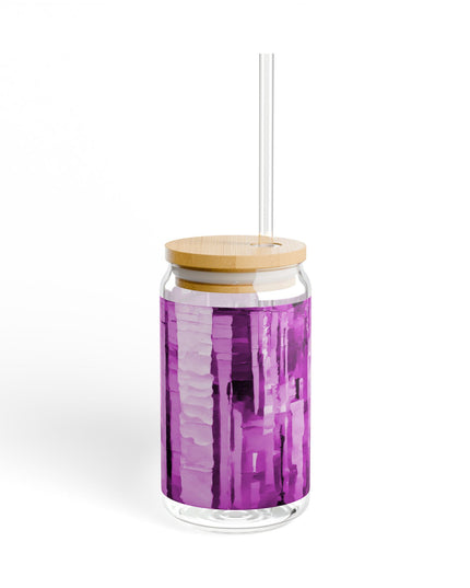 Striped Powder Lavender Sipper Glass, 16oz