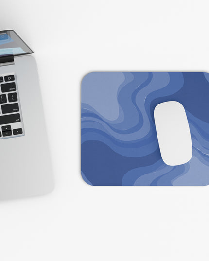 Deep Blue Wavey Mouse Pad, 9" x 8" Rectangle