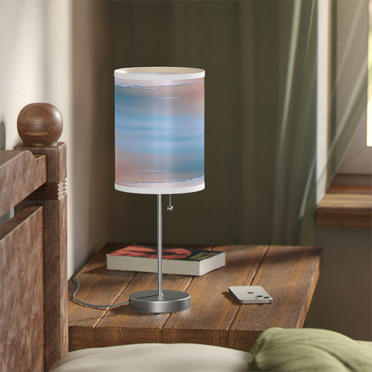 Blue Sea Peach Fog Table Lamp on a White or Silver Stand, US|CA plug