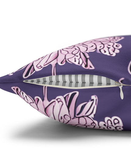 Magenta Floral Butterflies Spun Polyester Square Pillowcase, 14" x 14"