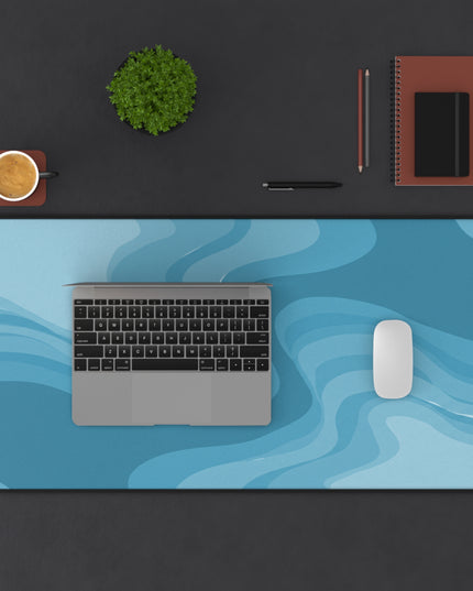 Sky Blue Wavey 16" x 32" Desk Mat