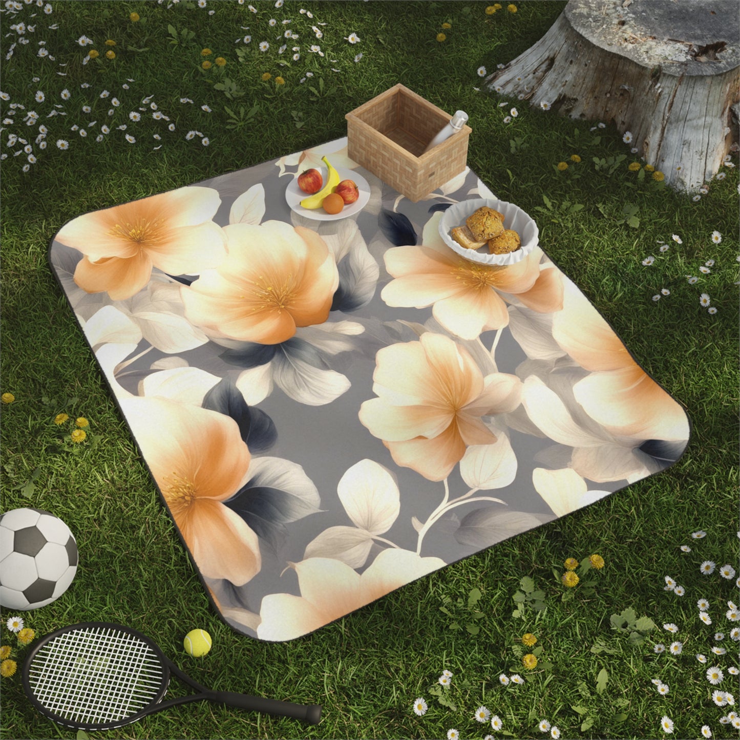 Soft Blossom Floral Bunch 61" × 51" Picnic Blanket