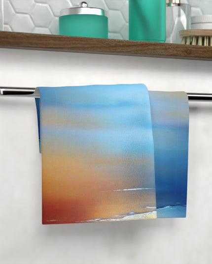 Blue Sea Red Orange Fog Face Towel, 13" x 13"