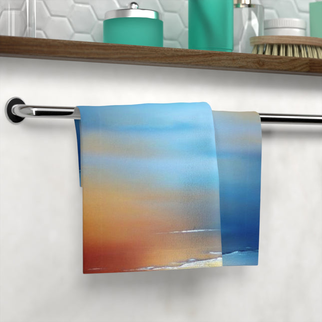 Blue Sea Red Orange Fog Face Towel, 13" x 13"