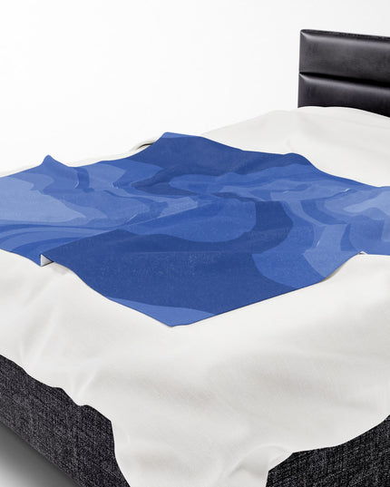 Deep Blue Wavey Velveteen Plush Blanket, 50" x 60"