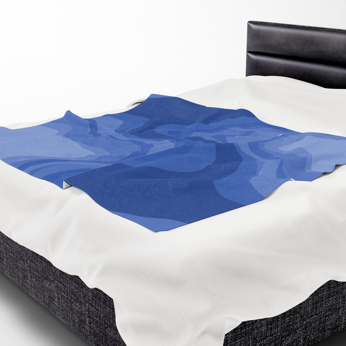Deep Blue Wavey Velveteen Plush Blanket, 50" x 60"