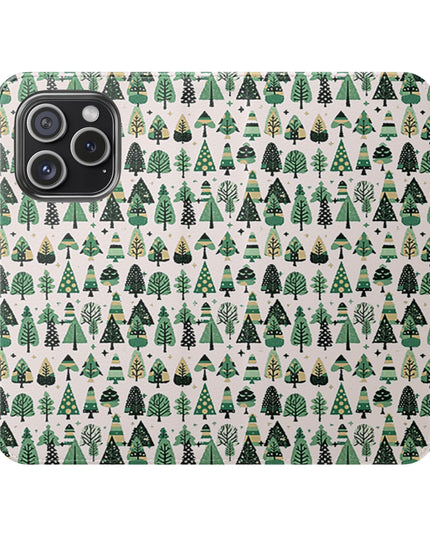 Mini Vintage Green Trees Flip Cases, Iphone 15 Pro