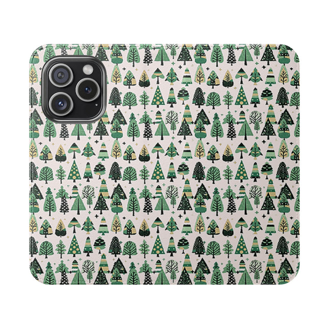 Mini Vintage Green Trees Flip Cases, Iphone 15 Pro