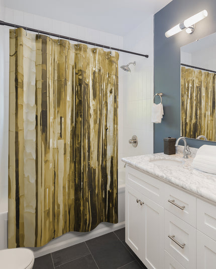 Striped Light Brown Shower Curtains, 71" x 74"