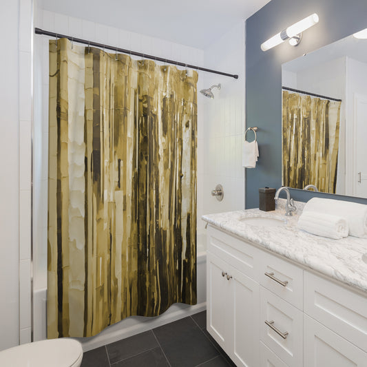 Striped Light Brown Shower Curtains, 71" x 74"