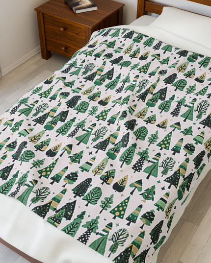 Mini Vintage Green Trees Velveteen Plush Blanket, 50" x 60"