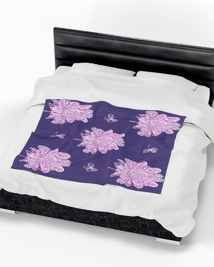 Magenta Floral Butterflies Velveteen Plush Blanket, 50" x 60"
