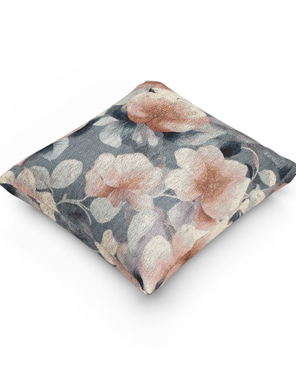 Red White Florals Woven Pillow, 17" x 18"