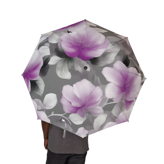 Purple Blossom Floral Bunch Foldable Umbrella - Compact & Chic
